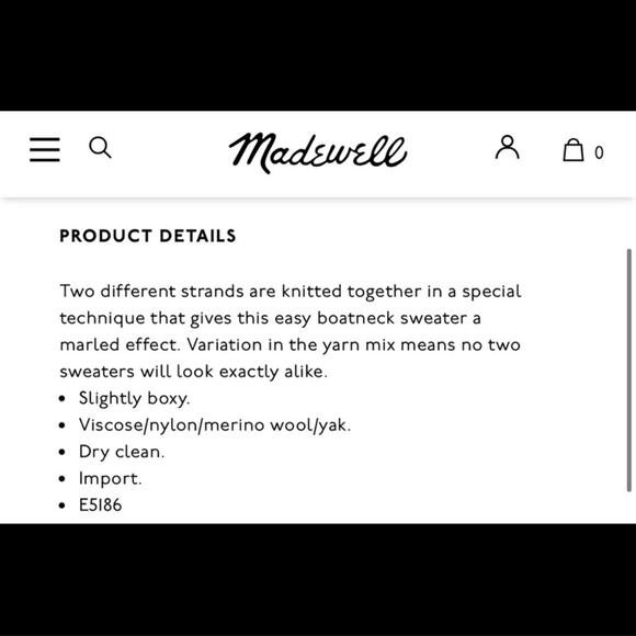 Madewell Threadmix Boatneck Sweater XS wool mohair yak blend - Picture 6 of 10